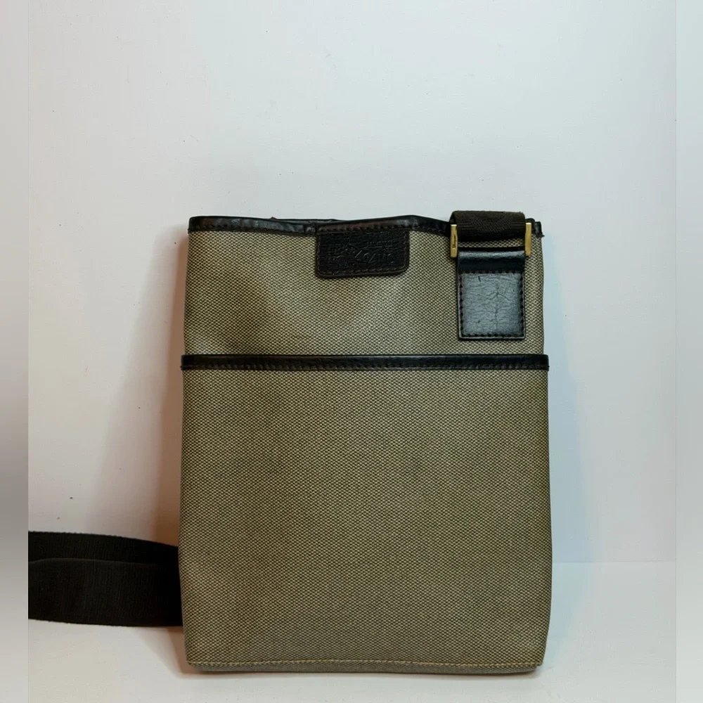Salvatore Ferragamo Beige/Brown Canvas Crossbody Bag with Leather Trim
